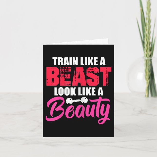 Tarjeta Womens Train Like A Look Like A Beauty Gym Workout (Anverso)