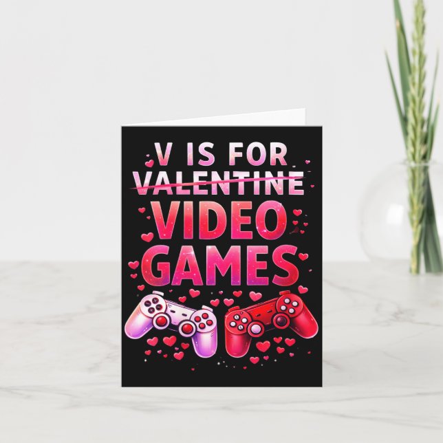 Tarjeta Women's V Is For Video Games Funny Valentines Game (Anverso)