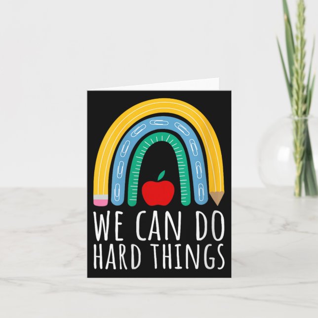 Tarjeta Womens We Can Do Hard Things Motivational Teacher  (Anverso)