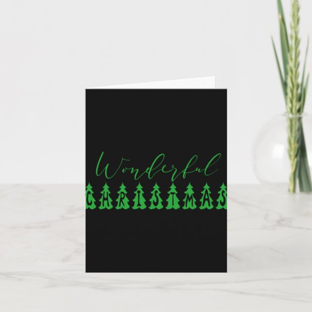 Tarjeta Wonderful Christmas Tree Green Tygraphy  (Anverso)