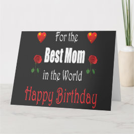 Tarjeta Wonderful cute Mom Birthday with Heart and Flower