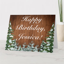 Tarjeta Wood Snowy y Forest Happy Birthday Folting