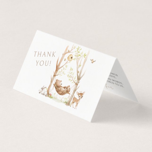 Tarjeta Woodland Baby Boy Shower Foldable Gracias A Los Co (Anverso)