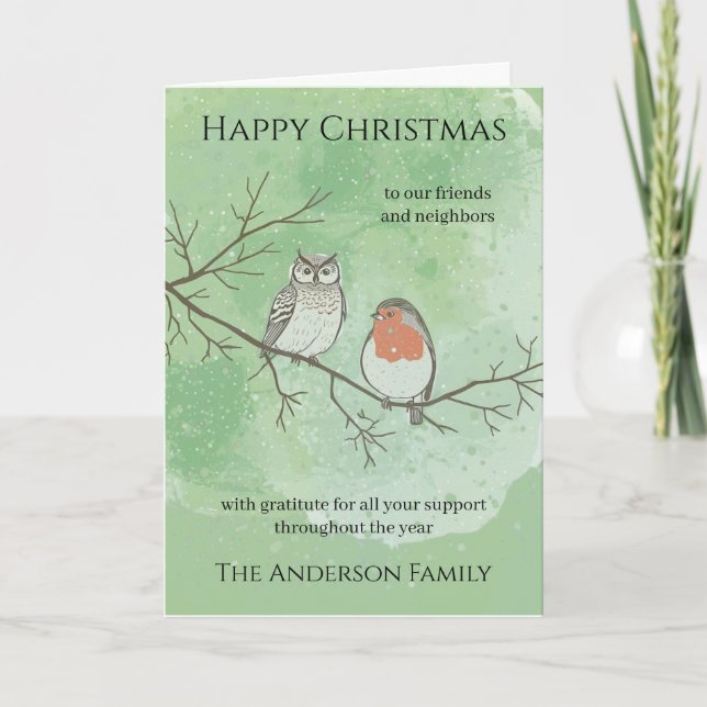 Tarjeta Woodland Christmas Card for Neighbors and Friends (Anverso)