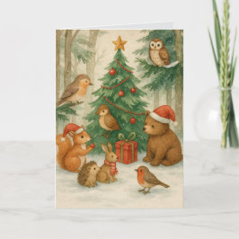 Tarjeta Woodland Creatures Custom Christmas