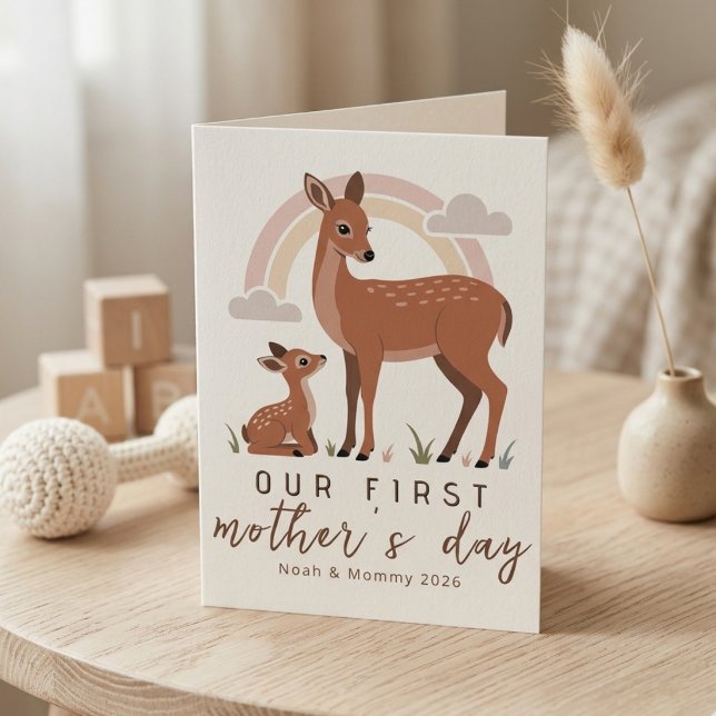 Tarjeta Woodland Deer Mom Baby First Mothers Day Calm Love (Subido por el creador)