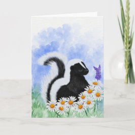 Tarjeta Woodland Skunk in Daisy Meadow 5x7 Greeting Card