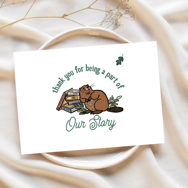 Tarjeta Woodland Storybook Baby Shower Gracias (Cute Woodland Storybook Thank You Card)