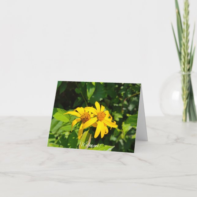 Tarjeta Woodland Sunflowers - Bienvenida (Anverso)