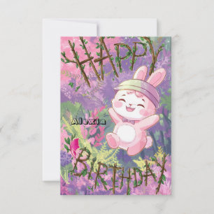 Tarjeta Woods Boho Bunny Digital Birthday