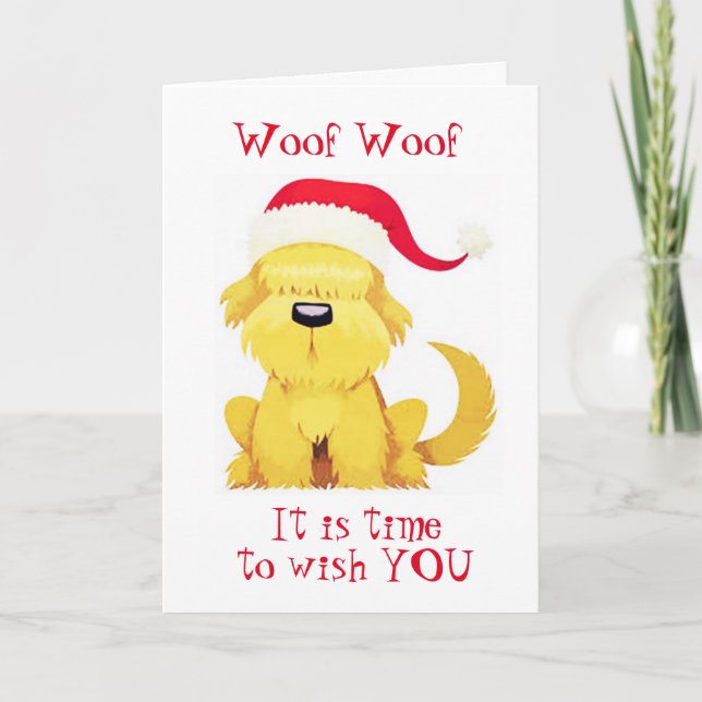TARJETA WOOF WOOF SIGNIFICA "NAVIDAD MUY FELIZ" (Anverso)