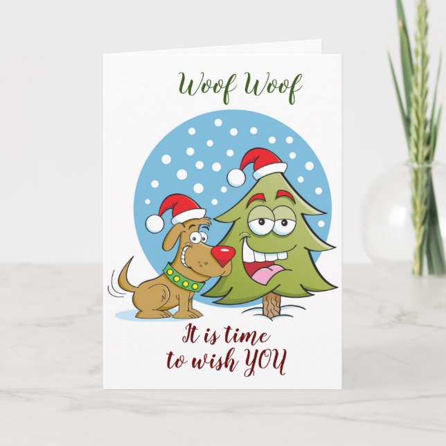 TARJETA WOOF WOOF SIGNIFICA "NAVIDAD MUY FELIZ" (Anverso)