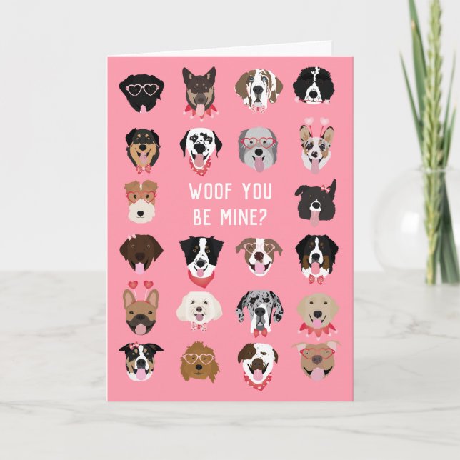 Tarjeta Woof You Be Mine Dog Face Pattern (Anverso)