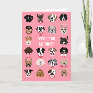 Tarjeta Woof You Be Mine Dog Face Pattern
