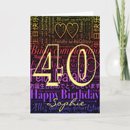 Tarjeta Word Art Personalizado 40 cumpleaños