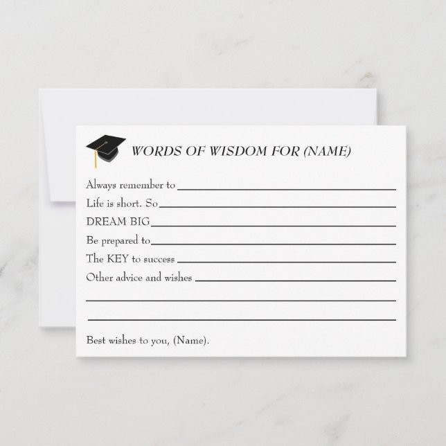 Tarjeta Words of Wisdom for the Graduate - Party card (Anverso)