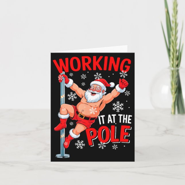 Tarjeta Working At Le Xmas Santa Dancing Funny Joke Dirty  (Anverso)