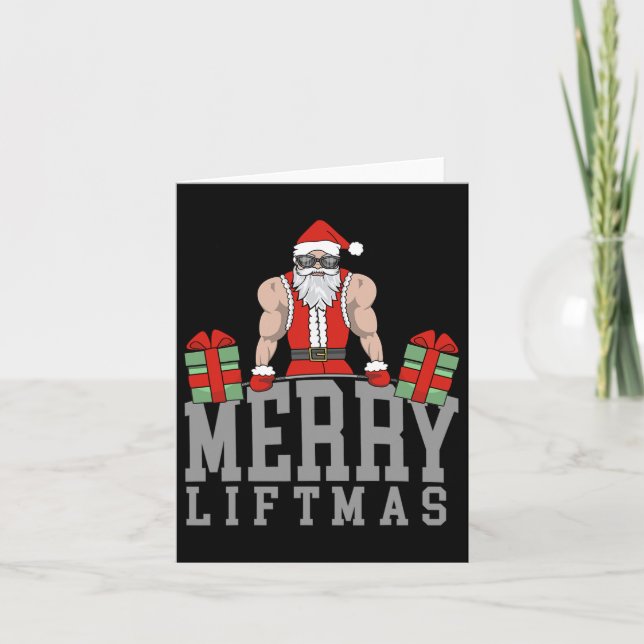 Tarjeta Workout Fitness Bodybuilding Navidades Merry Liftm (Anverso)