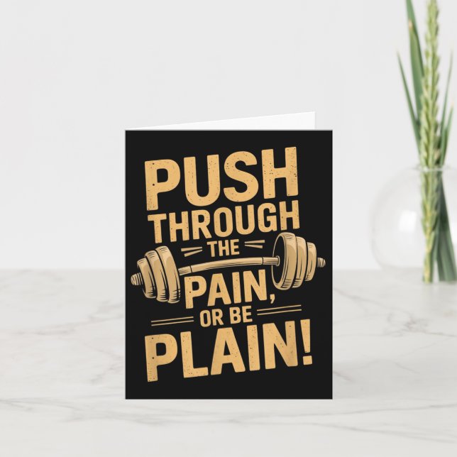 Tarjeta Workout Motivation Quote - Puhrough The Pain  (Anverso)