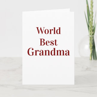 Tarjeta World best Grandma grandmother grandparents pink n