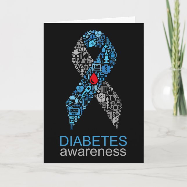 Tarjeta World Diabetes Day Diabetes Awareness Ribbon  (Anverso)