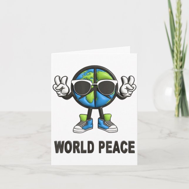 Tarjeta World Peace On Earth Shirt Global Love Peace Sign  (Anverso)