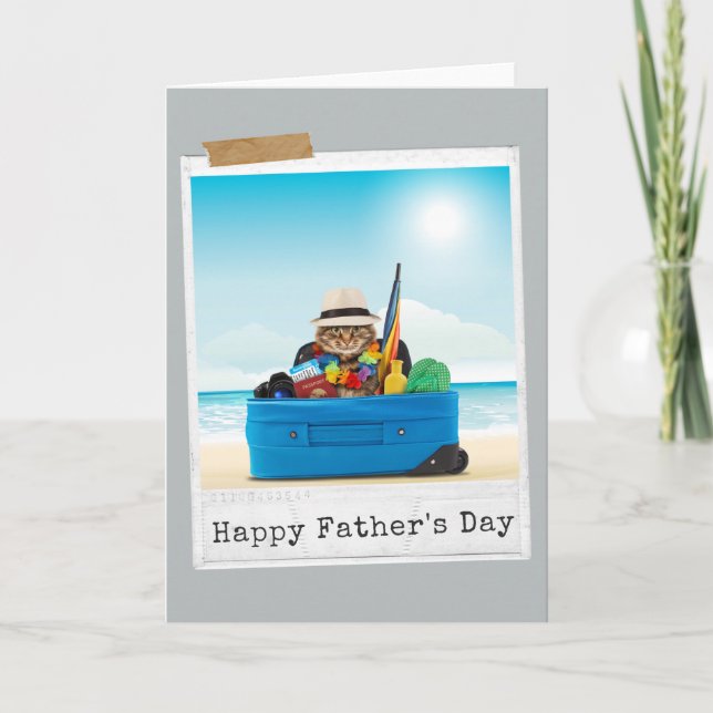 Tarjeta World Traveller Cat Happy Father's Day Card (Anverso)