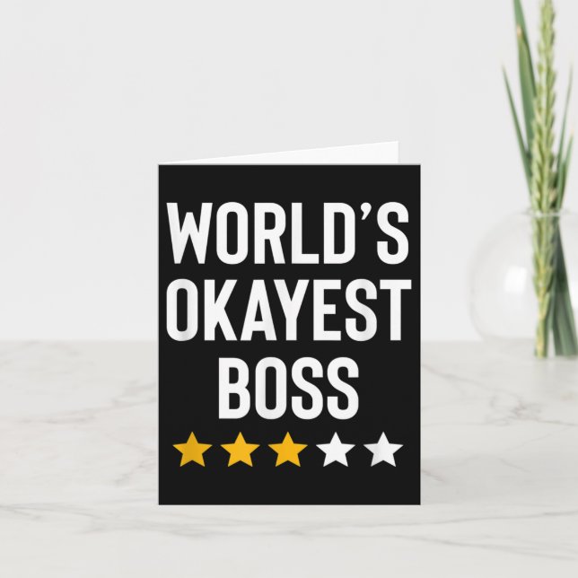 Tarjeta Worlds Okayest Boss Funny Birthday Christmas Gag G (Anverso)