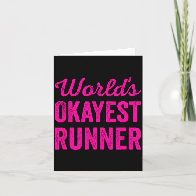 Tarjeta Worlds Okayest Runner Funny Sarcastic Running Srts (Anverso)