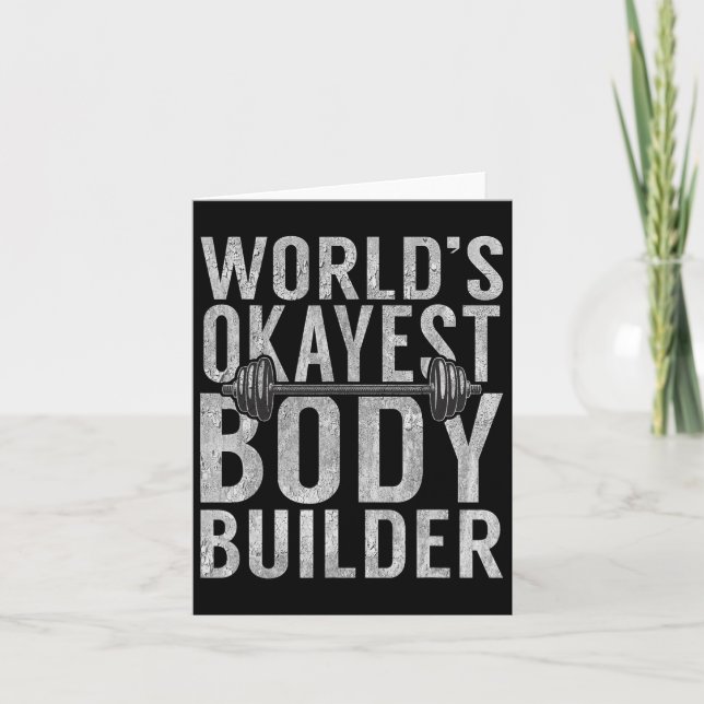 Tarjeta Worlest Okayest Body Builder Funny Gym Workout Bod (Anverso)