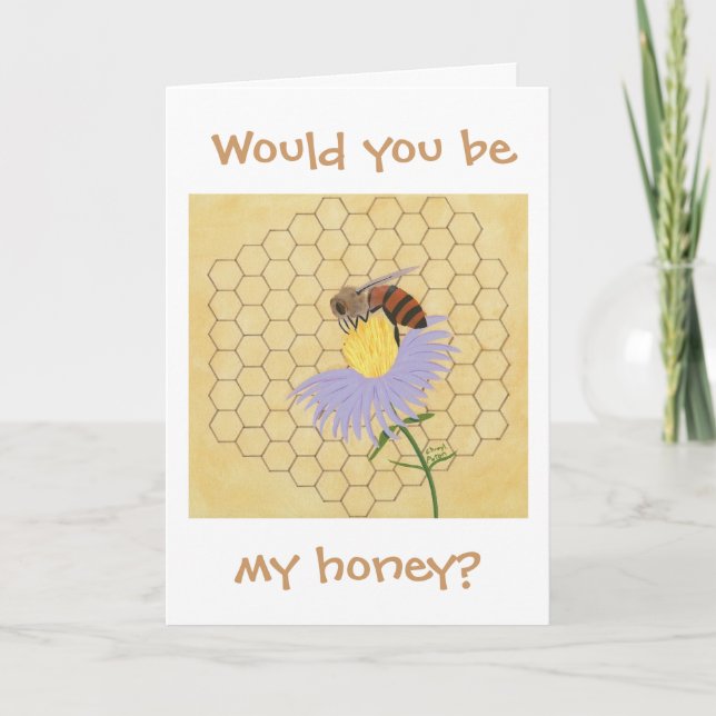 Tarjeta Would you be my honey, Bee Valentine cards (Anverso)