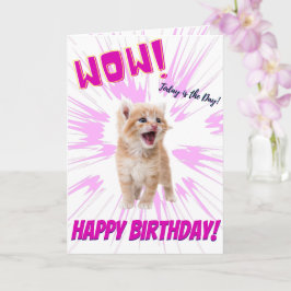 Tarjeta Wow Cute Funny Naranja Kitten Birday Card