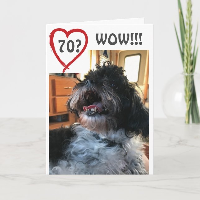 TARJETA **WOW** Y **WHOO QUIÉN** TU **70º**CUMPLEAÑOS (Anverso)