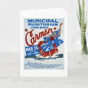 Tarjeta WPA de Carmen Long Beach 1938