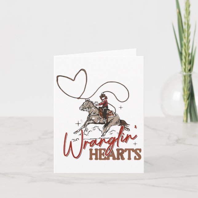 Tarjeta Wranglin Hearts Cowboy Western Valentines (Anverso)