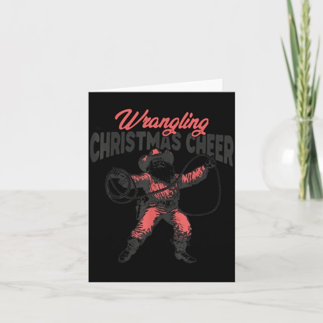 Tarjeta Wrangling Christmas Cheer Funny Cowboy Santa Weste (Anverso)