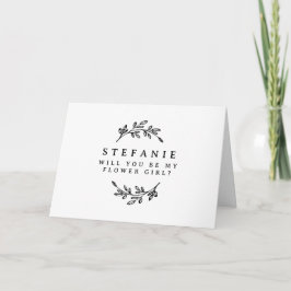 Tarjeta Wreath de follaje negro serás mi chica de flor