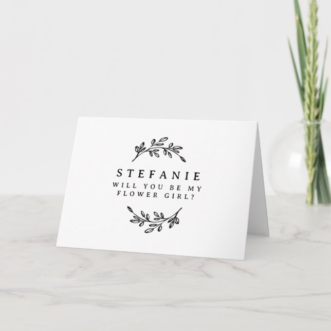 Tarjeta Wreath de follaje negro serás mi chica de flor (Anverso)