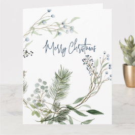 Tarjeta Wreath de invierno de Woodland Watercolor
