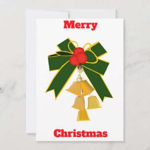 Tarjeta Wreath de las campanas de oro navideñas