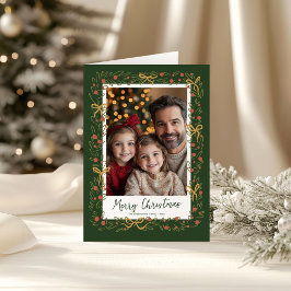 Tarjeta Wreath dibujada a mano y foto de arco de perrito