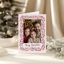 Tarjeta Wreath dibujada a mano y foto de arco de perrito