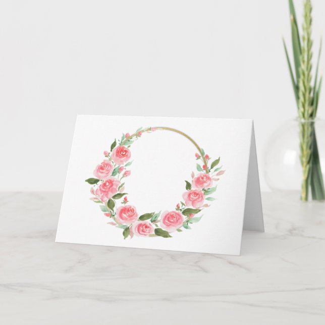 Tarjeta Wreath Rosa, personalizable (Anverso)