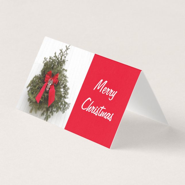 Tarjeta Wreath y Red Bow navidades (Anverso)