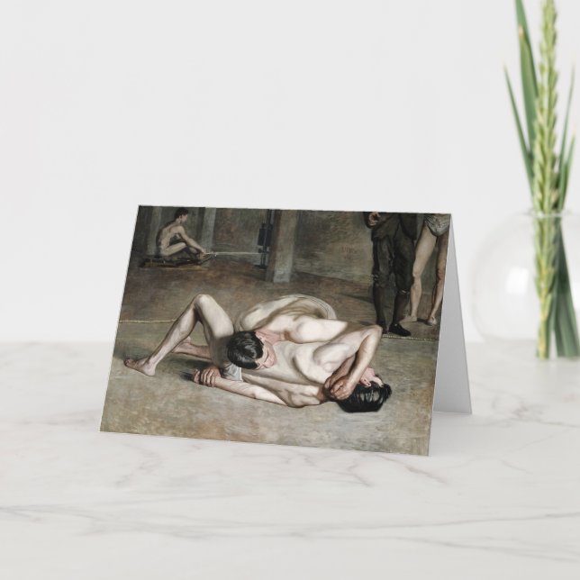Tarjeta Wrestlers Fine Art Greetings Card (Anverso)
