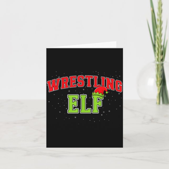 Tarjeta Wrestling Elf Christmas Family Matching Group Xmas (Anverso)