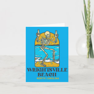 Tarjeta Wrightsville Beach Nc Esqueleto bebiendo en verano