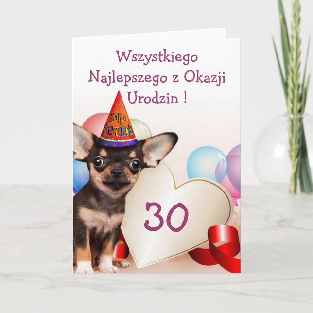 Tarjeta Wszystkiego Najlepszego Birthday Chihuahua card (Anverso)