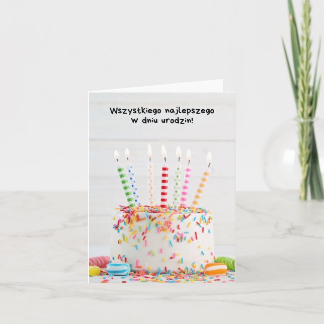 Tarjeta Wszystkiego najlepszego w dniu urodzin, polaco (Anverso)