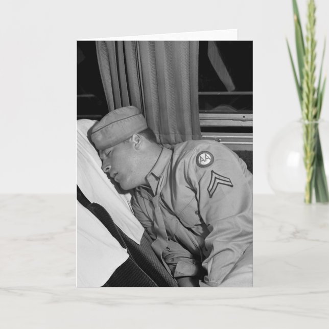 Tarjeta WW2 soldado Napping, 1943 (Anverso)
